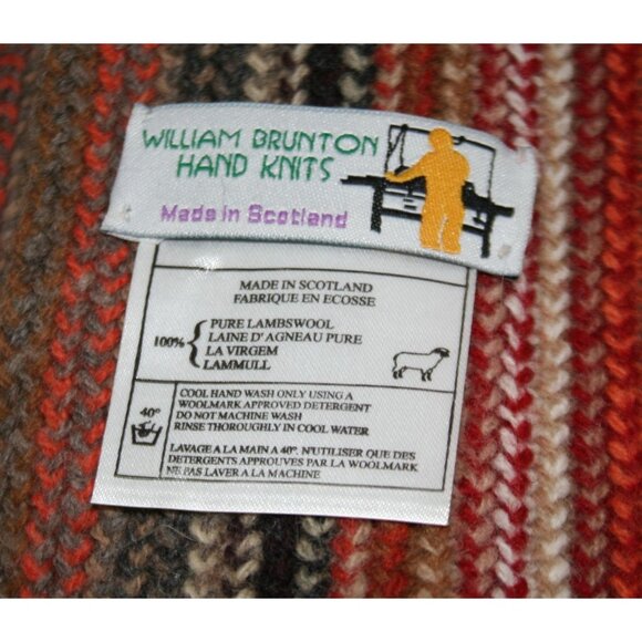 William Brunton Hand Knits Pure Lambswool Stripe Scarf Made in Scotland Heritage - Picture 3 of 5
